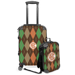 Brown Argyle Kids 2-Piece Luggage Set - Suitcase & Backpack (Personalized)