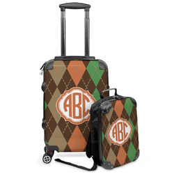Brown Argyle Kids 2-Piece Luggage Set - Suitcase & Backpack (Personalized)