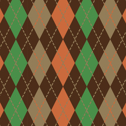 Brown Argyle Fabric by the Yard - Spun Polyester Poplin