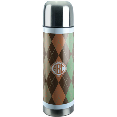 Brown Argyle Stainless Steel Thermos (Personalized)