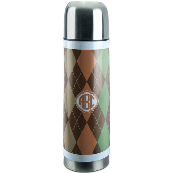 Custom Brown Argyle Stainless Steel Thermos (Personalized)