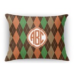 Brown Argyle Rectangular Throw Pillow Case (Personalized)
