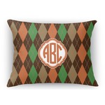 Brown Argyle Rectangular Throw Pillow Case (Personalized)