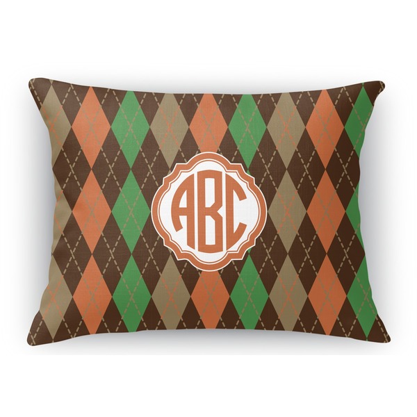 Custom Brown Argyle Rectangular Throw Pillow Case (Personalized)