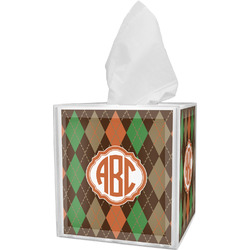 Brown Argyle Tissue Box Cover (Personalized)