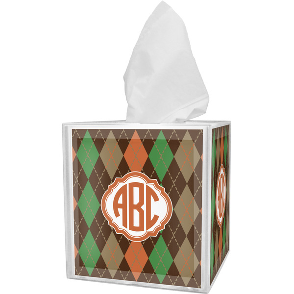 Custom Brown Argyle Tissue Box Cover (Personalized)