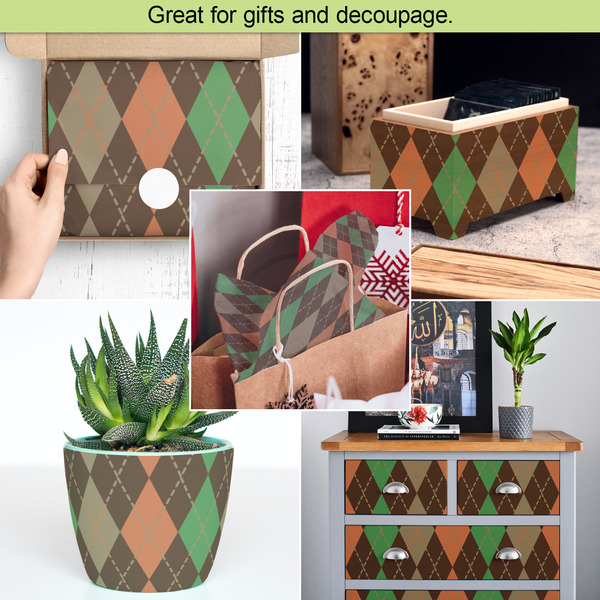 Brown Argyle Tissue Paper - In Use Collage