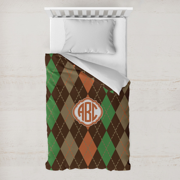 Custom Brown Argyle Toddler Duvet Cover w/ Monogram