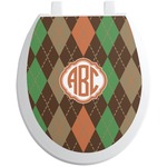 Brown Argyle Toilet Seat Decal - Round (Personalized)