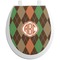 Brown Argyle Toilet Seat Decal - Round (Personalized)