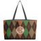 Brown Argyle Beach Totes Bag - w/ Black Handles (Personalized)