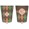 Brown Argyle Trash Can White - Front and Back - Apvl
