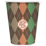 Brown Argyle Waste Basket - Double Sided (White) (Personalized)