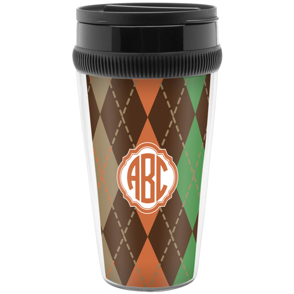 Custom Brown Argyle Acrylic Travel Mug without Handle (Personalized)