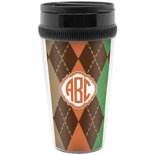 Custom Brown Argyle Acrylic Travel Mug without Handle (Personalized)