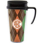 Brown Argyle Acrylic Travel Mug with Handle (Personalized)