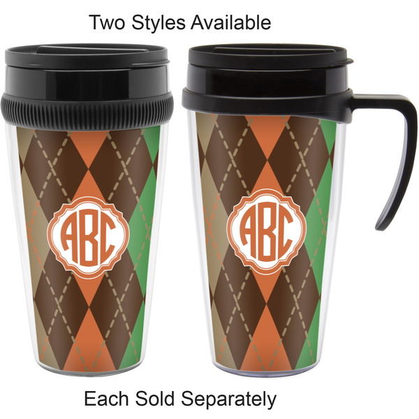 Brown Argyle Travel Mugs - with & without Handle