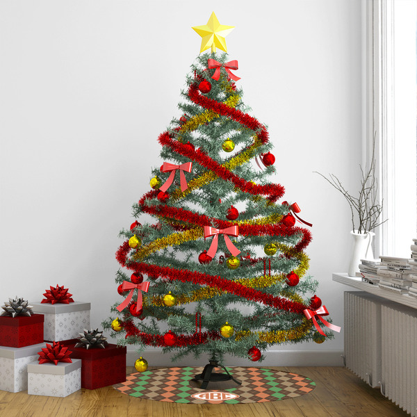 Brown Argyle Tree Skirt - In context