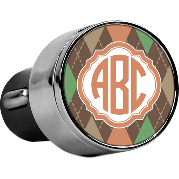 Custom Brown Argyle USB Car Charger (Personalized)