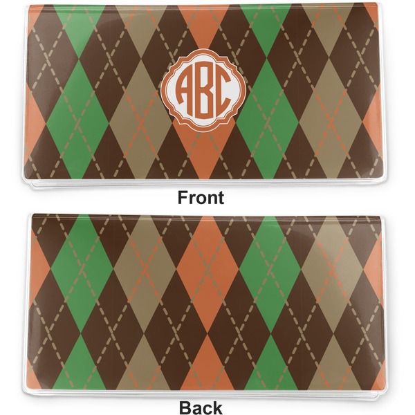 Brown Argyle Vinyl Check Book Cover - Front and Back