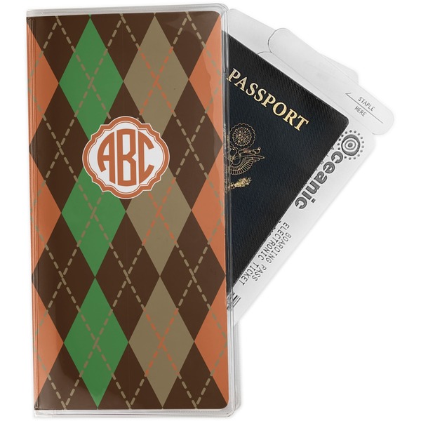 Custom Brown Argyle Travel Document Holder