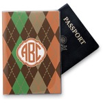 Brown Argyle Vinyl Passport Holder (Personalized)