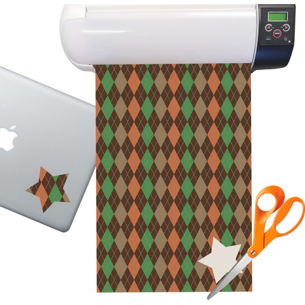 Custom Brown Argyle Sticker Vinyl Sheet (Permanent)
