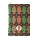 Brown Argyle Waffle Weave Golf Towel (Personalized)