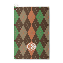Brown Argyle Waffle Weave Golf Towel (Personalized)