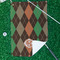 Brown Argyle Waffle Weave Golf Towel - In Context