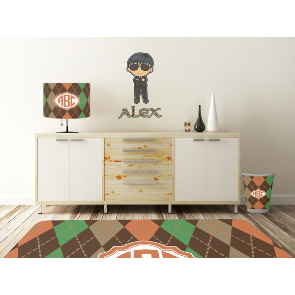 Brown Argyle Wall Graphic Decal Wooden Desk