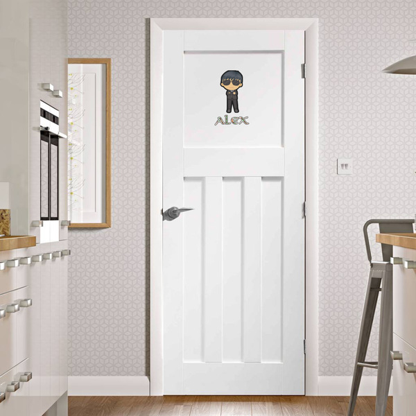Brown Argyle Wall Graphic on Door