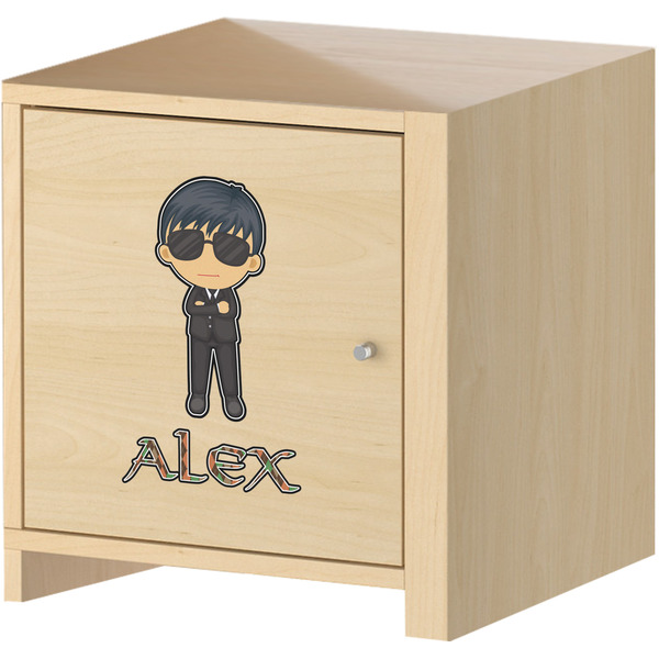 Brown Argyle Wall Graphic on Wooden Cabinet