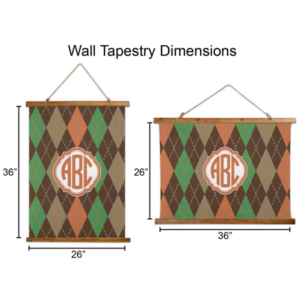 Brown Argyle Wall Hanging Tapestries - Parent/Sizing