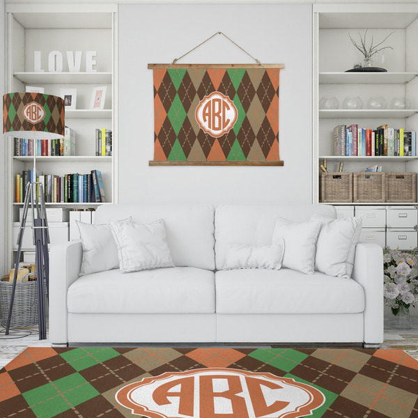 Brown Argyle Wall Hanging Tapestry - IN CONTEXT