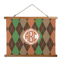 Brown Argyle Wall Hanging Tapestry - Wide (Personalized)