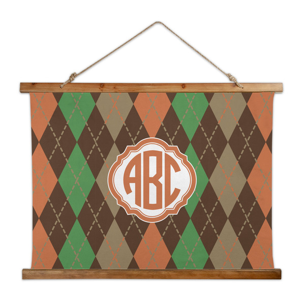 Custom Brown Argyle Wall Hanging Tapestry - Wide (Personalized)