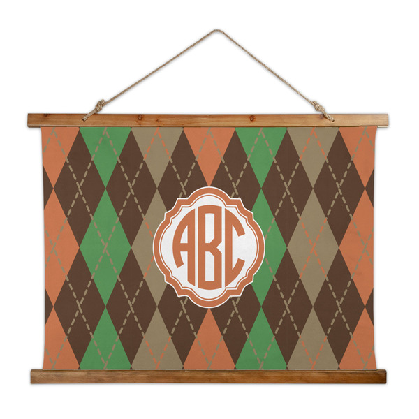 Custom Brown Argyle Wall Hanging Tapestry - Wide (Personalized)