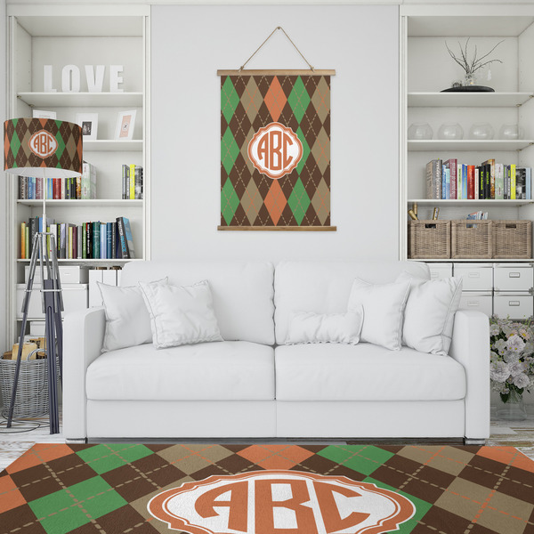 Brown Argyle Wall Hanging Tapestry - Portrait - IN CONTEXT