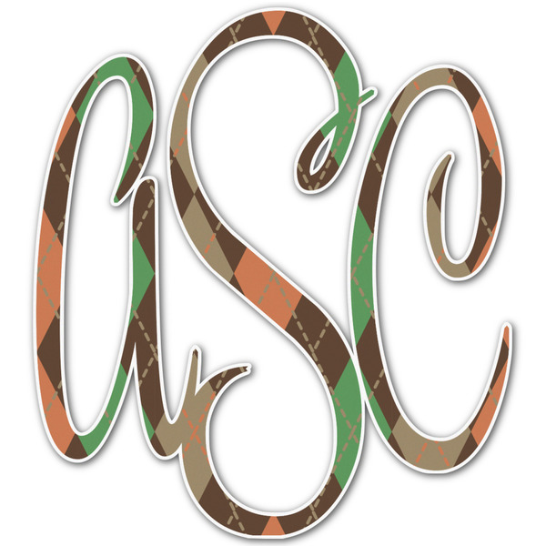 Custom Brown Argyle Monogram Decal - Large (Personalized)