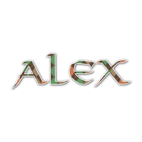 Custom Brown Argyle Name/Text Decal - Custom Sizes (Personalized)