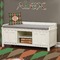 Brown Argyle Wall Name Decal Above Storage bench