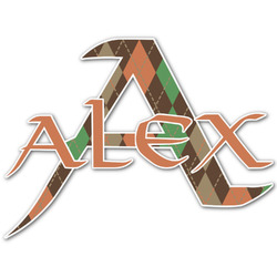 Brown Argyle Name & Initial Decal - Up to 18"x18" (Personalized)