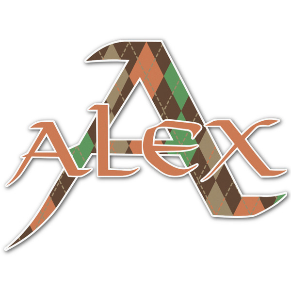 Custom Brown Argyle Name & Initial Decal - Custom Sized (Personalized)