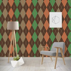 Brown Argyle Wallpaper & Surface Covering (Peel & Stick - Repositionable)