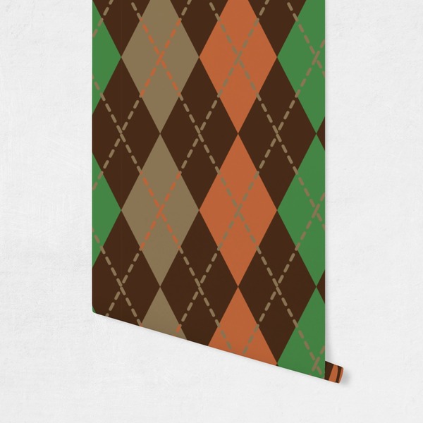 Brown Argyle Wallpaper on Wall