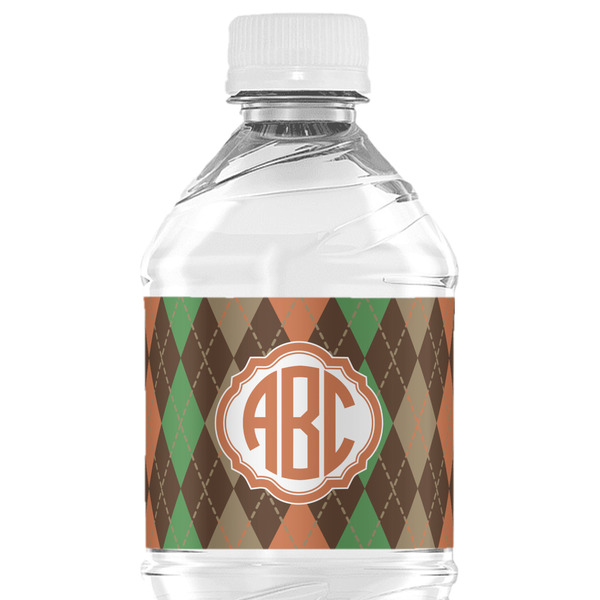 Custom Brown Argyle Water Bottle Labels - Custom Sized (Personalized)