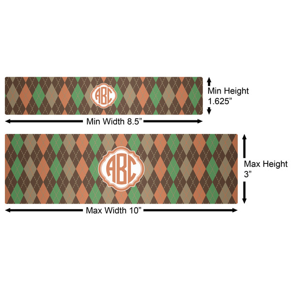 Brown Argyle Water Bottle Labels w/ Dimensions