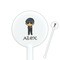 Brown Argyle 5.5" Round Plastic Stir Sticks - White - Single Sided (Personalized)