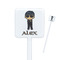 Brown Argyle Square Plastic Stir Sticks - Single Sided (Personalized)